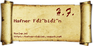 Hafner Fábián névjegykártya